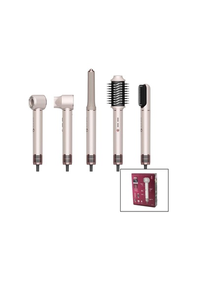 Rose Gold Air Brush 5in1 Bukle-hacimle-düzleştir-2-fırça Saç Kurutma - Şekil Makinesi 1300w3-kdm.hız - Derec