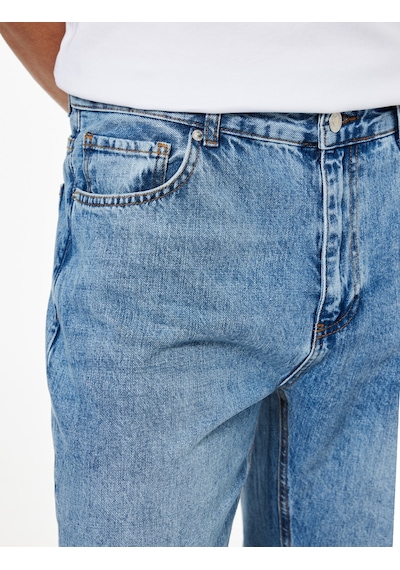 Koton Pamuklu Cepli İspanyol Paça Jean Pantolon Orta İndigo 6wam40193nd İndigo