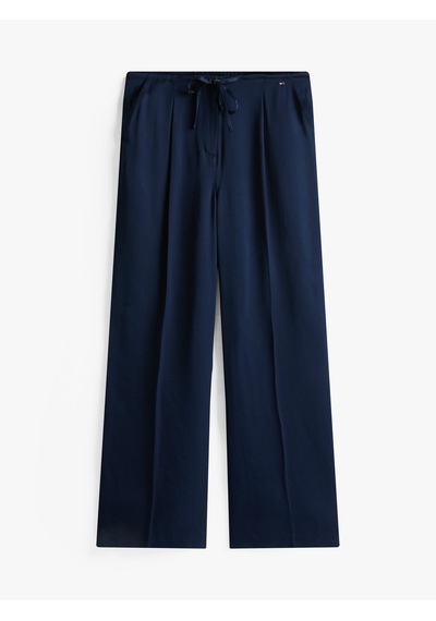 Tommy Hilfiger Sateen Tıe Rlxd Straıght Pants Kadın Mavi Pantolon - Ww0ww47171 Mavi