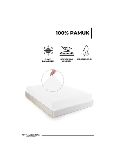 Lastikli & Hipoalerjenik Çarşaf %100 Pamuk Penye Kumaş Beyaz 100x200, Luxcarsaf Genel