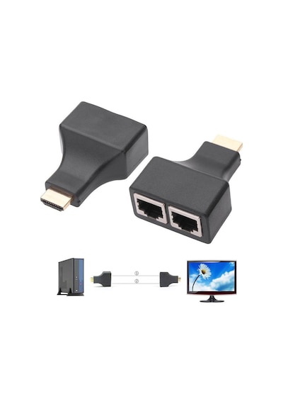Wozlo Hdmi Extender RJ45 Cat5e CAT6 Kablo 30 M