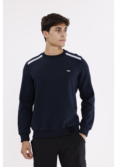 Rowinger Selanik Kumaş Yapılı Esnek Manşetli Konforlu Rahat Kesim Sweatshirt Navyblue