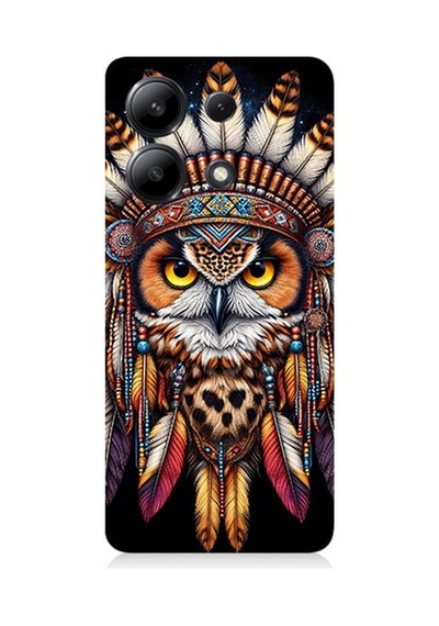 Xiaomi Redmi Note 13 Uyumlu Kabile Baykuşunun Bilgeliği Desenli Silikon Kılıf Çok Renkli