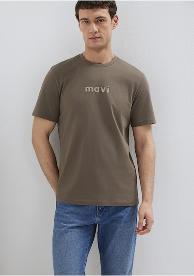 Mavi - Mavi Logo Baskılı Kahverengi Tişört 0612732-83866 Kahverengi