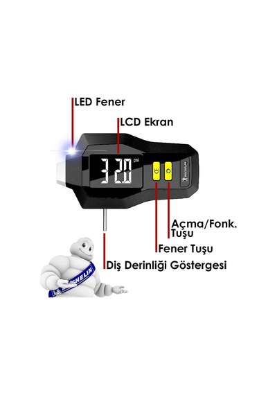 Michelin  Mc12293  99psı Dijital Lastik Basınç ve Derinlik   Ölçer