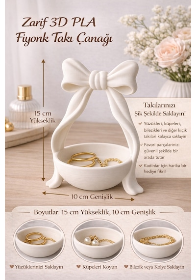 Takı Organizeri Fiyonklu Yüzük Kolye Standı Şık Dekoratif Takı Düzenleyici