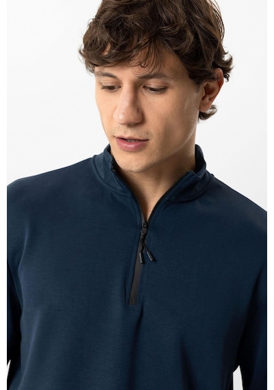 Backandbond Lacivert Regular Fit Dik Yaka Yarım Fermuarlı Sweatshirt