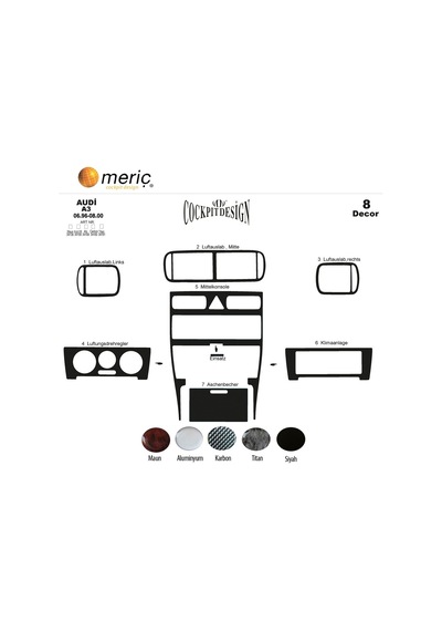 Meriç® Audi A3 Ön Torpido Kaplama 8 Parça 1996-2000 (530155873)