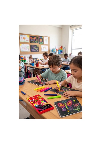 Neon Üçgen Mum Boya 6 Lı 1 Paket Fatih 6 Renk Üçgen Mumboya Elleri Kirletmeyen Yıkanabilir Silinebilir Karton Kutu Çok Renkli