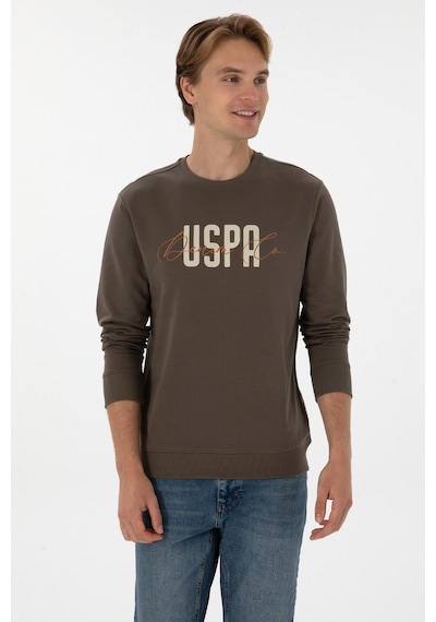 U.S. Polo Assn. Erkek Regular Fit Bisiklet Yaka Vizon İnce Sweatshirt 50315570-VR052