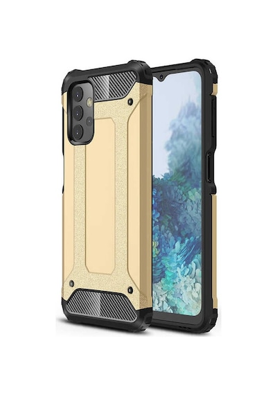 Noktaks - Samsung Galaxy Uyumlu A13 4g - Kılıf Çift Katman Zırh Tank Crash Military Kapak - Gold