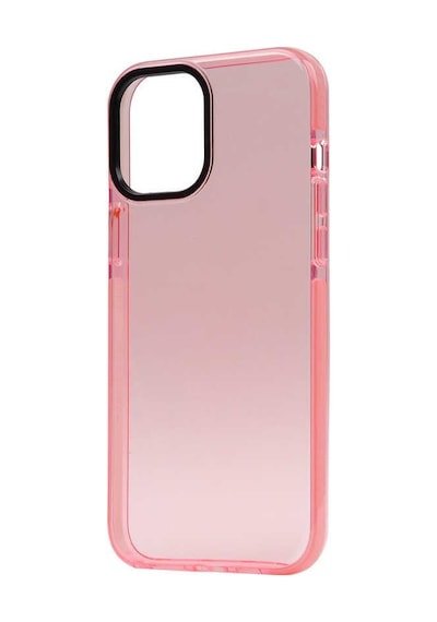 Apple Uyumlu iPhone 12 Pro Max Kılıf Şeffaf Soft Kenar Tırtıklı Tasarım Silikon Pembe Siyah