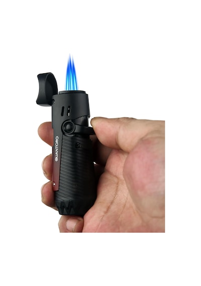 Quantoro Mgm04-9 Delicili İğneli Üçlü Jet Alev E-black Çakmak Çok Renkli