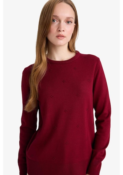 Defacto Regular Fit Bisiklet Yaka Triko Kazak F4084ax25wnbr229 Bordo