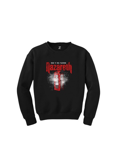 Nazareth Rock 'N' Roll Telephone Siyah Sweatshirt Beyaz