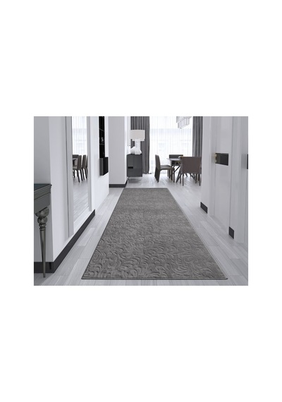 Plato Halı Opqo Sarmaşık Premium Oturma Odası, Salon, Antre, Yıkanabilir Polyester Kaymaz Taban Gri Halı