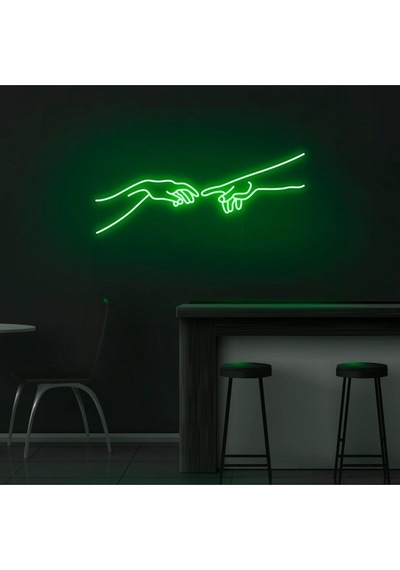 Hand Of God Figürlü Neon Tabela Yeşil
