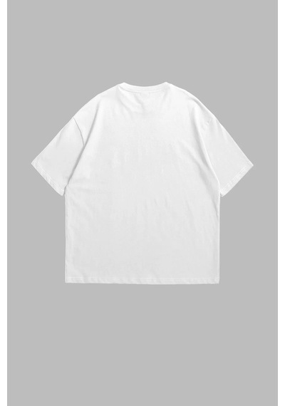 Startmore Lyrics Taş Baskılı Oversize Unisex Beyaz Beyaz