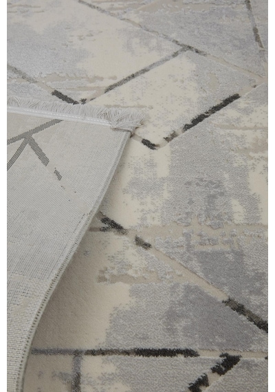 Çam Halı Lizbon 4511 Gri Enti Halı Modern Eskitme Desenli Makine Halısı