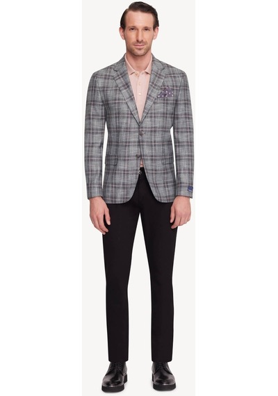 Ysf Erkek Yeşil Gri Regular Fit Ekose Ceket 001