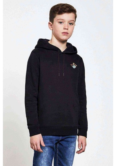 Tshirthane Küçük Prens Göğüs Baskı Çizgi Film Baskılı Unisex Çocuk Sweat Siyah