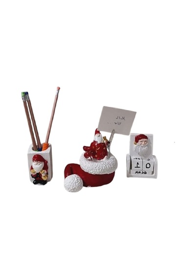 El Yapımı Yılbaşı Seti,noel Baba Objeli Takvim-kağıt Tutacağı-kalemlik,noel Seti 3'lü