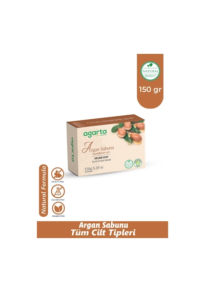 Agarta Cilt Güzelliğini Koruyan Sıkılaştırıcı Ve Peeling Etkili Bitkisel Argan Sabunu  150 GR