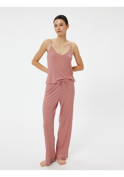 Koton Pijama Altı Beli Bağlamalı Bol Paça Pembe 5wlk40052mk Gül