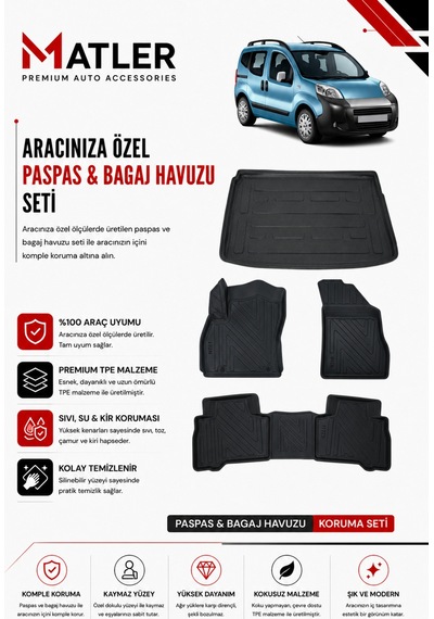 Citroen Nemo 2010 Model 4d Ekstra Havuzlu Paspas Ve Bagaj Havuzu Set