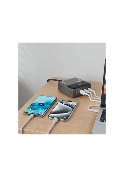 65w Masaüstü 4 Portlu Hızlı Şarj Cihazı İstasyonu 2xusb-a, 2xtype-c Giriş,1,5 Mt. Kablo Renkli