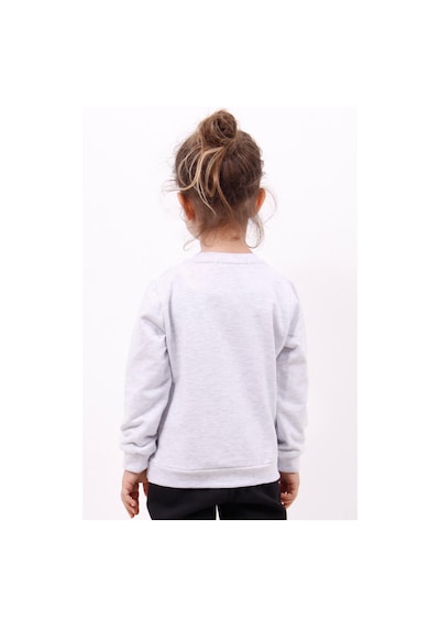 Toontoy Kız Çocuk Göğsü Kalp Nakışlı Sweatshirt Gri Melanj