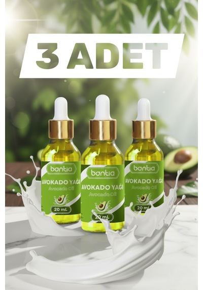 Avokado Yağı 3x20 Ml %100 Saf Soğuk Sıkım Saç Ve Cilt Bakımı Nemlendirici Besleyici Doğal Yağ 60 ML