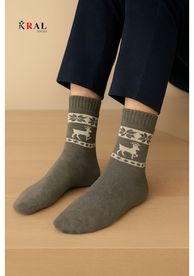 Kral Socks Unisex 3'lü Alpaka Yünlü Çorap Termal Kalın Yumuşak Kışlık Bot Çorabı Asorti