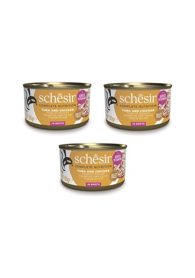 Schesir Ton Ve Tavuklu Tam Ve Dengeli Broth Pişirme Suyunda Kedi Konservesi 85 Gr. X 3 Adet
