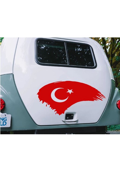 Türk Bayrağı Sticker - Ay Yıldız, Türkiye, Araba Oto Motosiklet Karavan Sticker - 00786 10x5 Cm