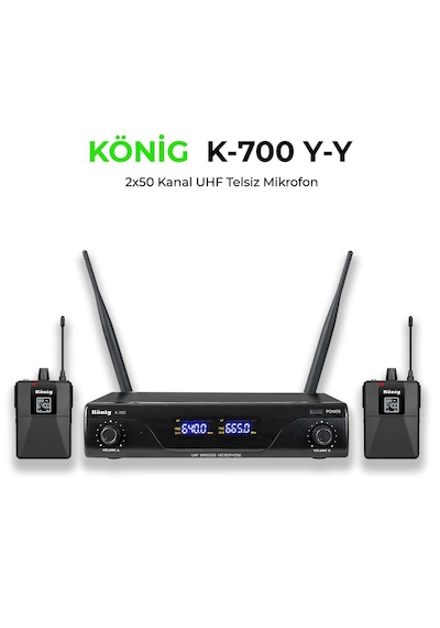 König K-700 Uhf 2x50 Kanal 2 Yaka Kablosuz Mikrofon