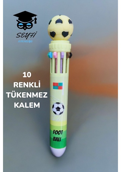 10 Renkli Tükenmez Kalem Futbol Basketbol Modeller 1 Adet Sarı