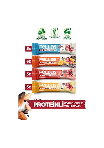 Yüksek Protein Bar 45 G Karma Kutu - 12 Adet 4 Çeşit