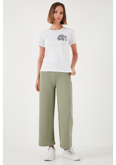 Lela Regular Fit Yüksek Bel Geniş Paça Bayan Pantolon 5865882 Olive
