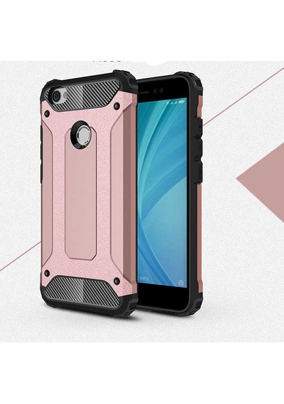 Noktaks - Redmi Note 5a Uyumlu - Kılıf Çift Katman Zırh Tank Crash Military Kapak - Rose Gold Rose Gold