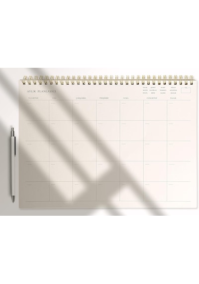 Aylık Spiralli Tarihsiz Planlayıcı - 110gr Ivory Kağıt, 21x29.7 Cm, 24 Yaprak, Boş Arkalı Kahverengi
