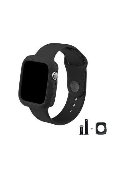Apple Watch Uyumlu Kordon 2 3 4 5 Seri 38 Mm Silikon Kordon + Kasa Koruyucu 2 Li Set