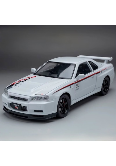 TıfılToys Hobbiez Lisanslı Nissan Skyline Gt-r Model Diecast Car 1/24 Ölçek Metal Standlı Araç Çok Renkli