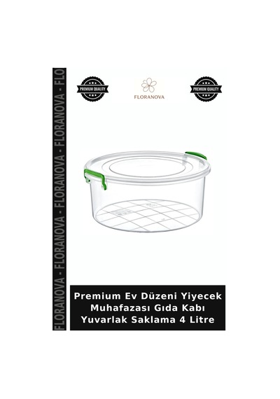 Premium Ev Düzeni Yiyecek Muhafazası Gıda Kabı Yuvarlak Saklama 4 Litre Çok Renkli