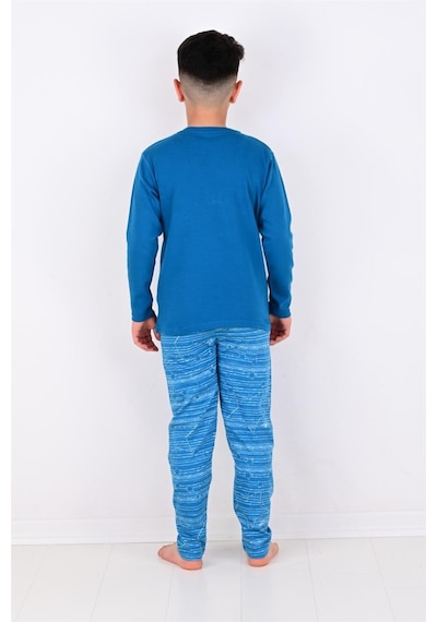 Vitmo Erkek Çocuk Pijama Takimi Moon Uzun Kollu 1008 Pamuklu Lacivert