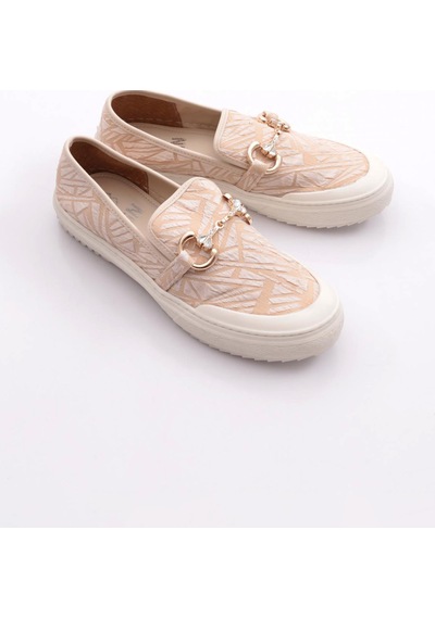 Dgn Pm373-k2001 Kadin Metal Aksesuarli Loafer Ayakkabi Ten Keten