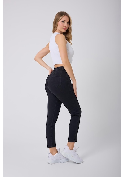 Kadın Skinny Fit Yüksek Bel Jeans Siyah Siyah