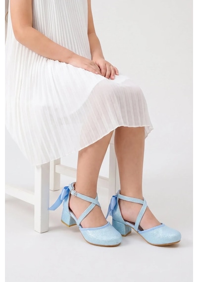 Nese Shoes Önden Çapraz Bantlu Kız Çocuk Topuklu Ayakkabı, Abiye Ayakkabı, Yeni Sezon, Pırıltılı Mavi Nese Shoes Önden Çapraz Bantlu Kız Çocuk Topuklu Ayakkabı, Abiye Ayakkabı, Yeni Sezon, Pırıltılı Mavi