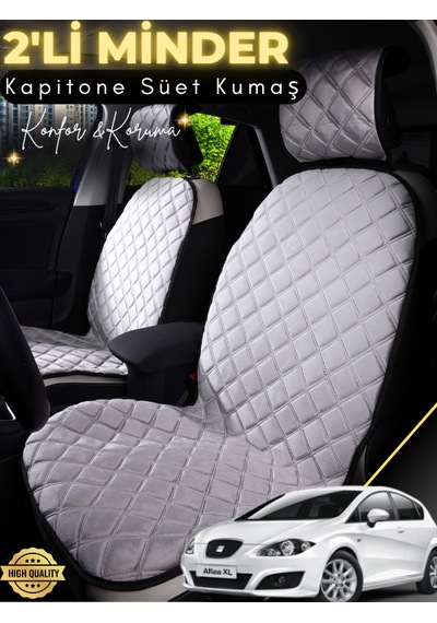 Seat Altea Uyumlu 2'li Süet Oto Koltuk Minderi Terletmez Universal Su Geçirmez A3 Gri