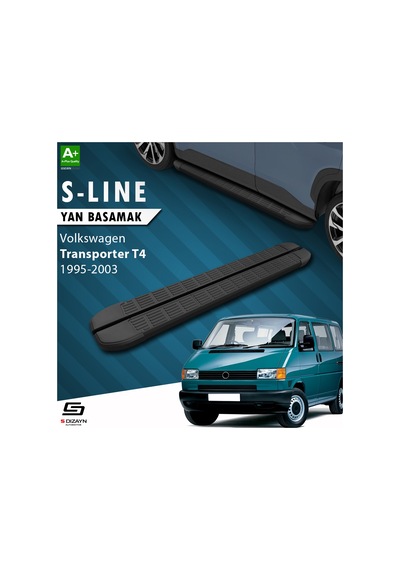 S-dizayn Vw Transporter T4 Uzun Şase S-line Siyah Yan Basamak 253 Cm 1995-2003 A+ Kalite